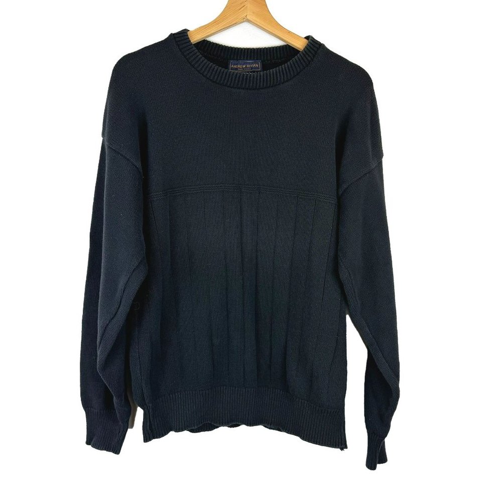 Y2K Vintage Andrew Rohan Black Crew Neck Sweater S/M